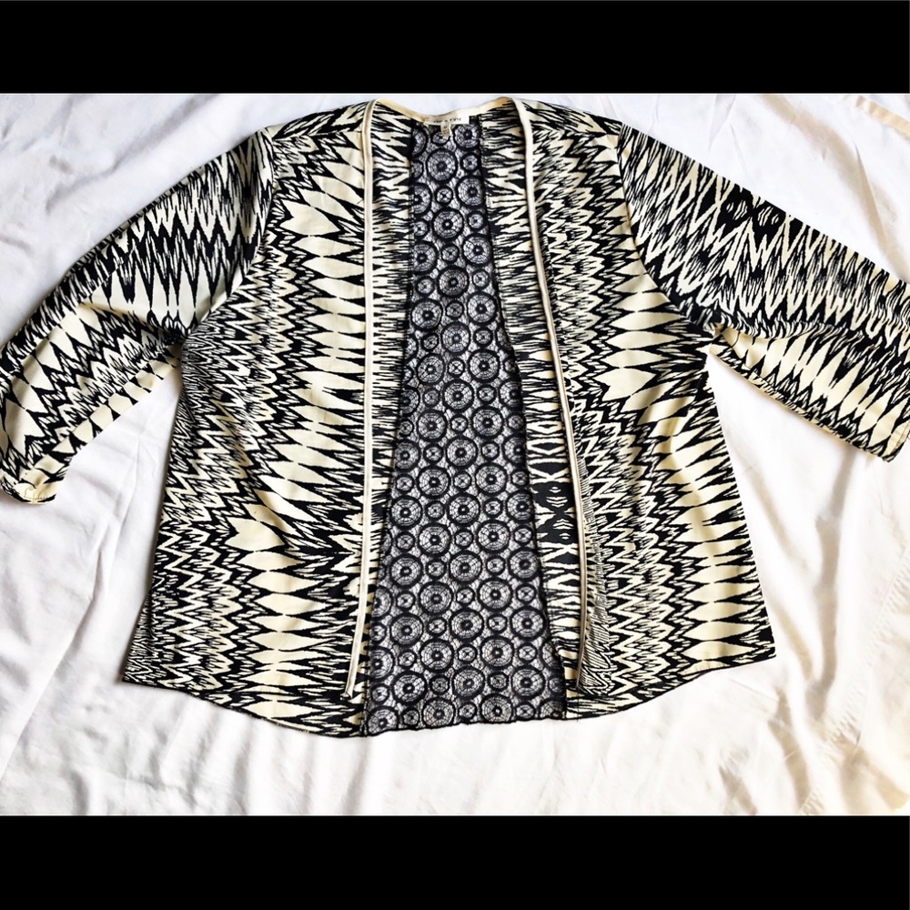 Medium Cream and Black Cover UP w/ Crochet Detail